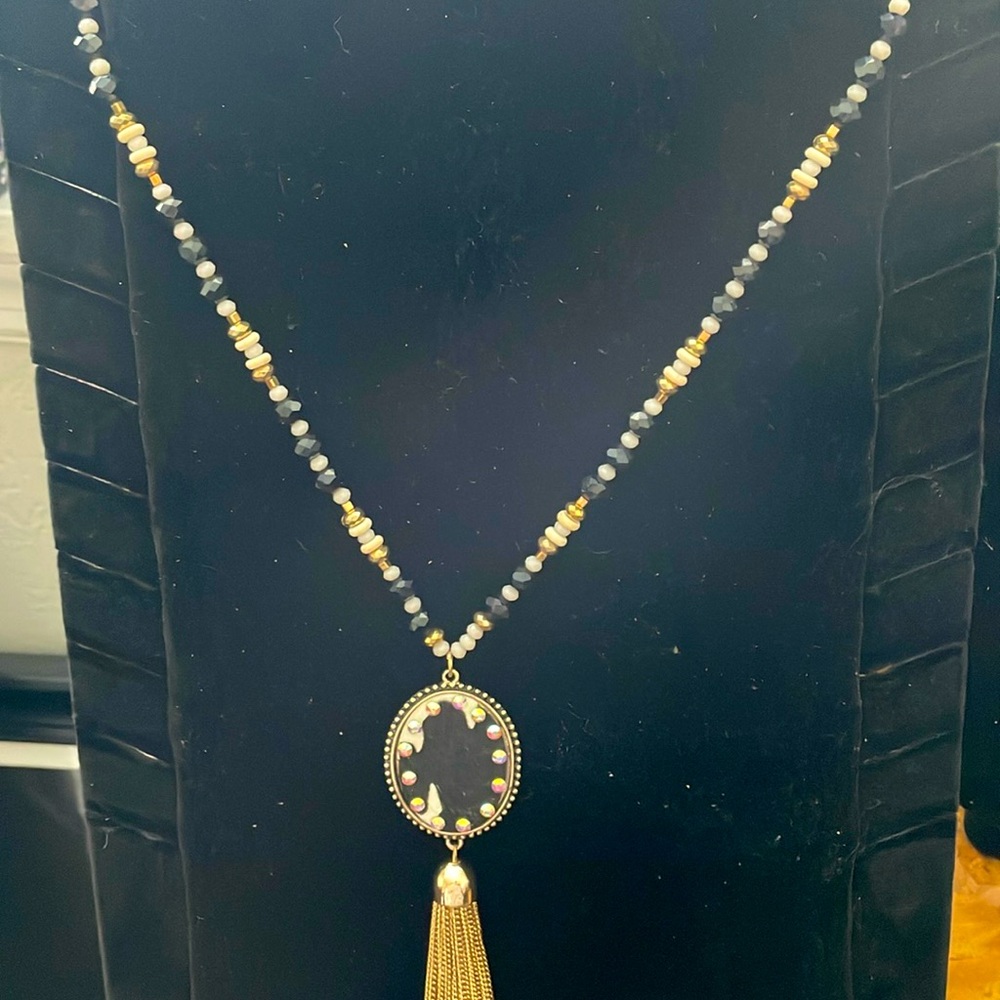 Long Cow Charm Beaded Necklace